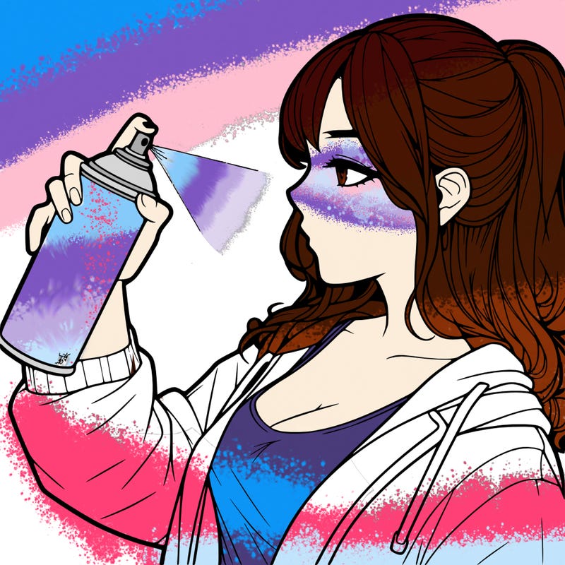 a realistic girl spray, painting