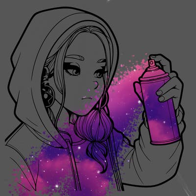 a realistic girl, spray painting