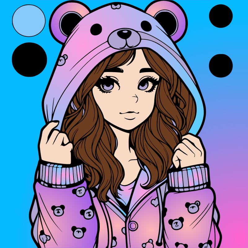 realistic girl in a animal pjs hoodie