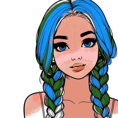 realistic girl with braids