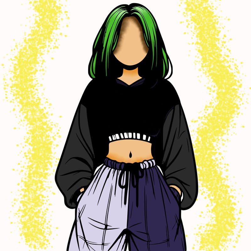 realistic girl faceless with baggy pants and a crop top