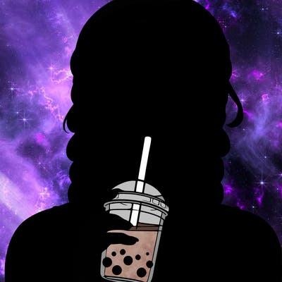realistic girl with braided hair drinking boba