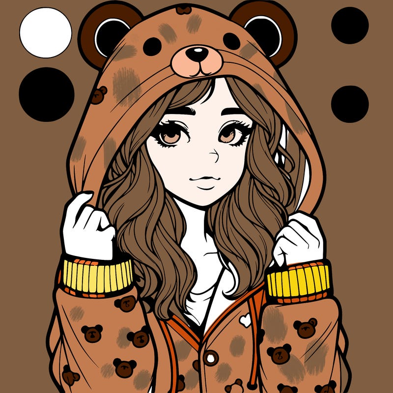 realistic girl in a animal pjs hoodie