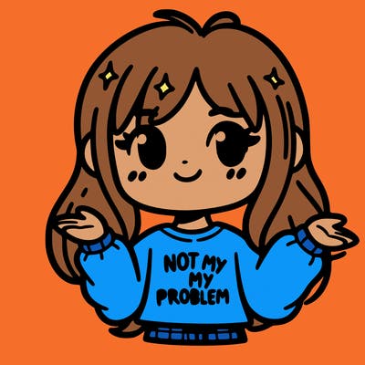 cute girl with a shirt saying "not my problem"