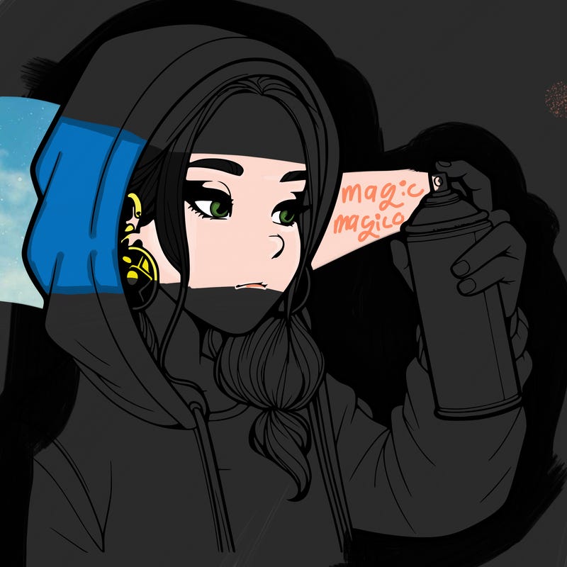 a realistic girl, spray painting