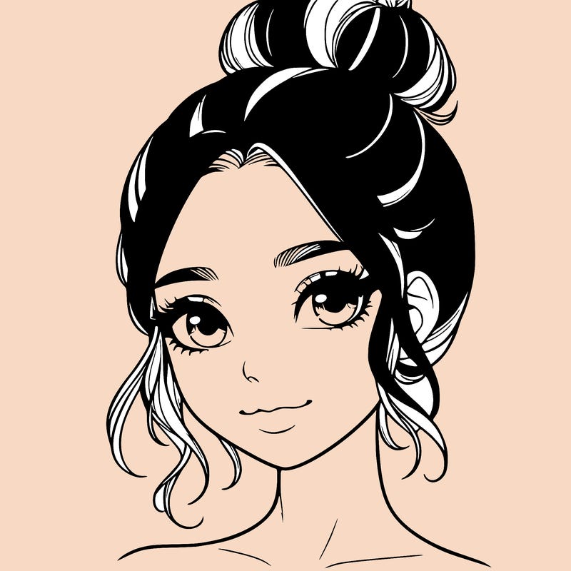 realistic pretty girl with hair in bun