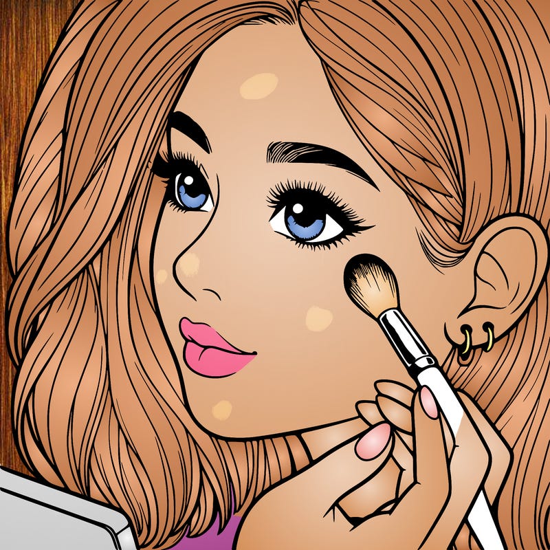 a realistic girl doing her makeup