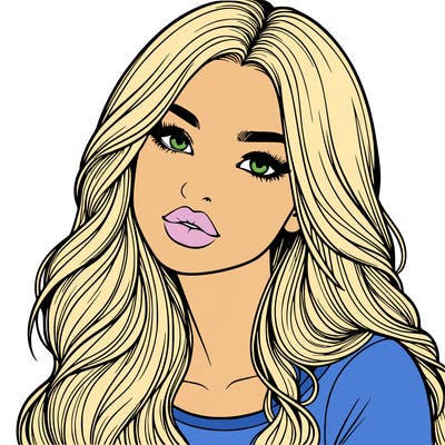 realistic girl with hair on her hair and lips