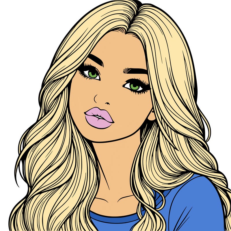 realistic girl with hair on her hair and lips