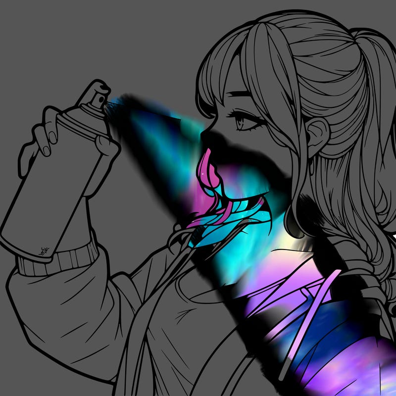 a realistic girl spray, painting