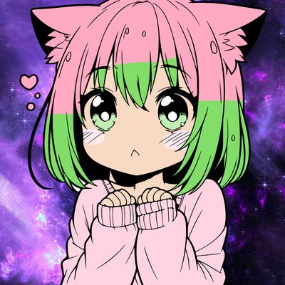shy anime catgirl