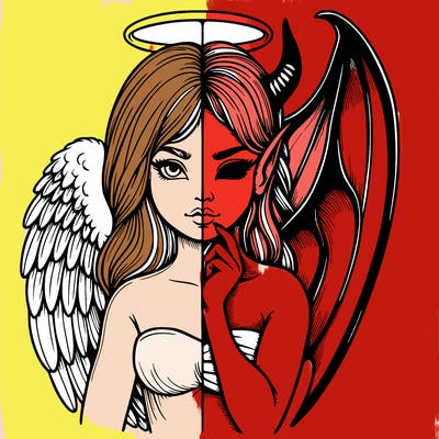 realistic angel half demon