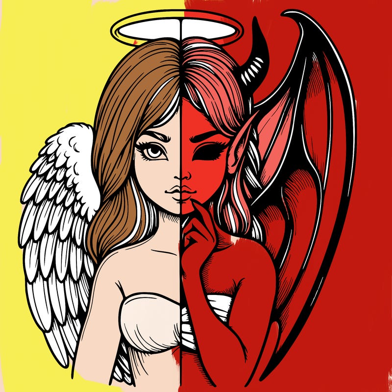 realistic angel half demon