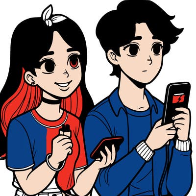 teen with girl using phone with a charger