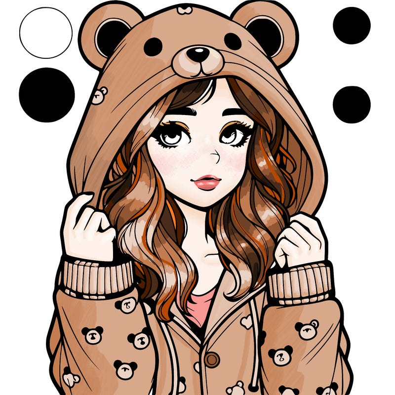 realistic girl in a animal pjs hoodie