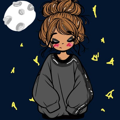 girl with baggy sweatshirt and messy bun