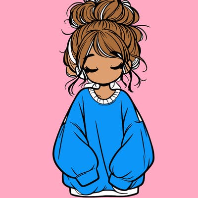 girl with baggy sweatshirt and messy bun