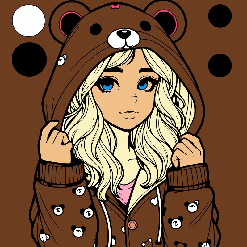 realistic girl in a animal pjs hoodie