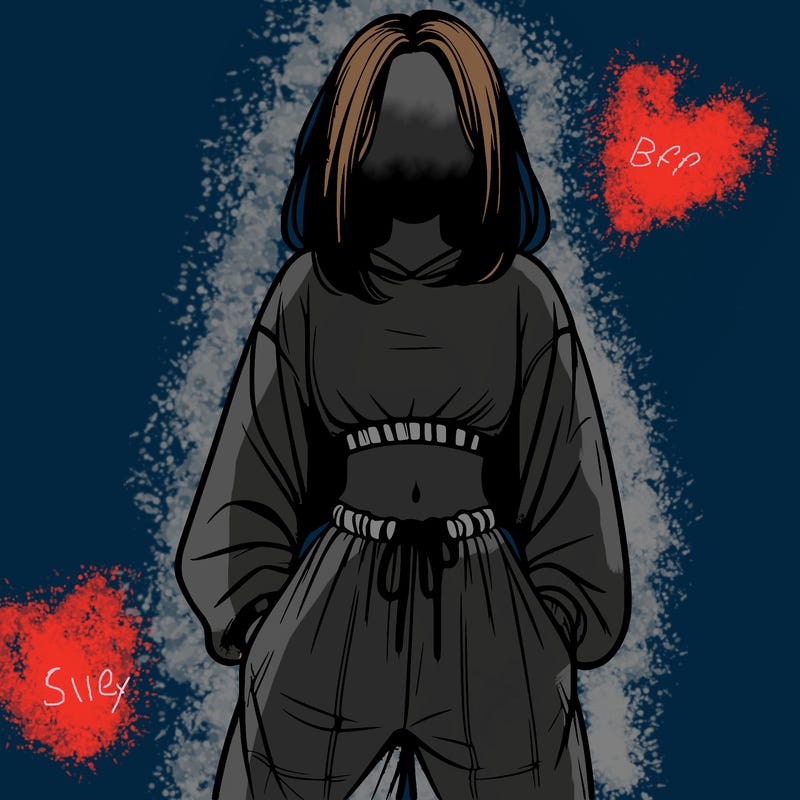 realistic girl faceless with baggy pants and a crop top