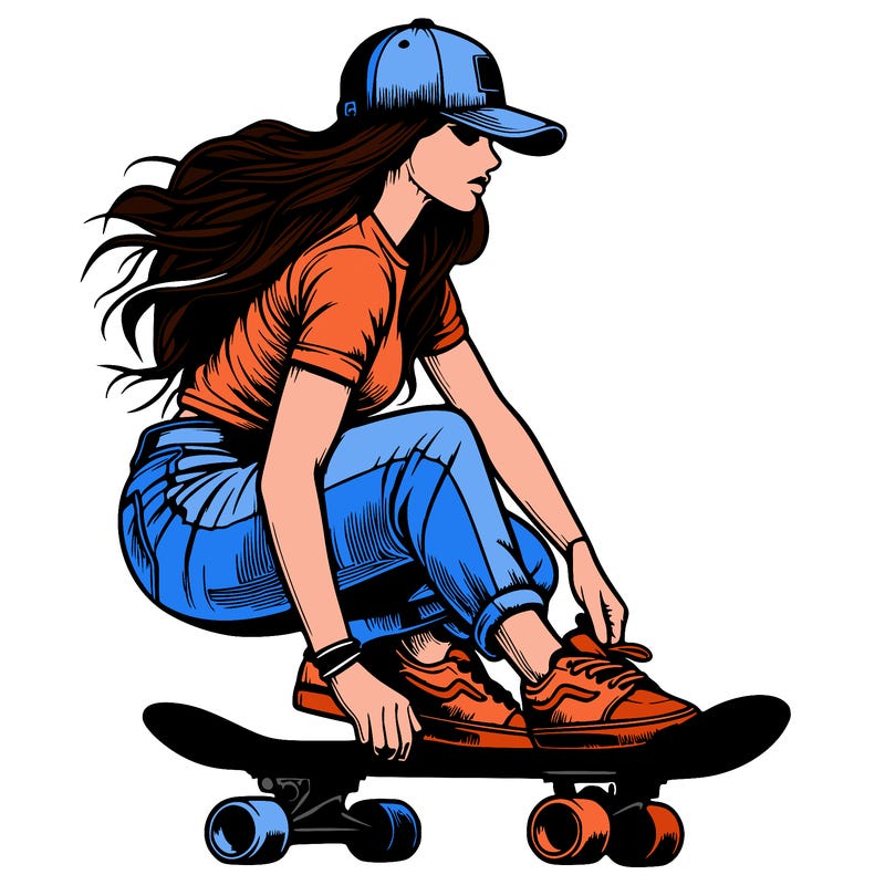 realistic girl skateboard rider