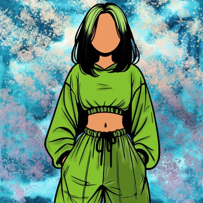 realistic girl faceless with baggy pants and a crop top