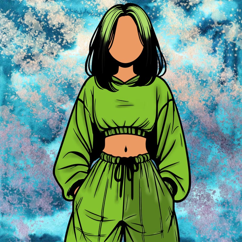 realistic girl faceless with baggy pants and a crop top