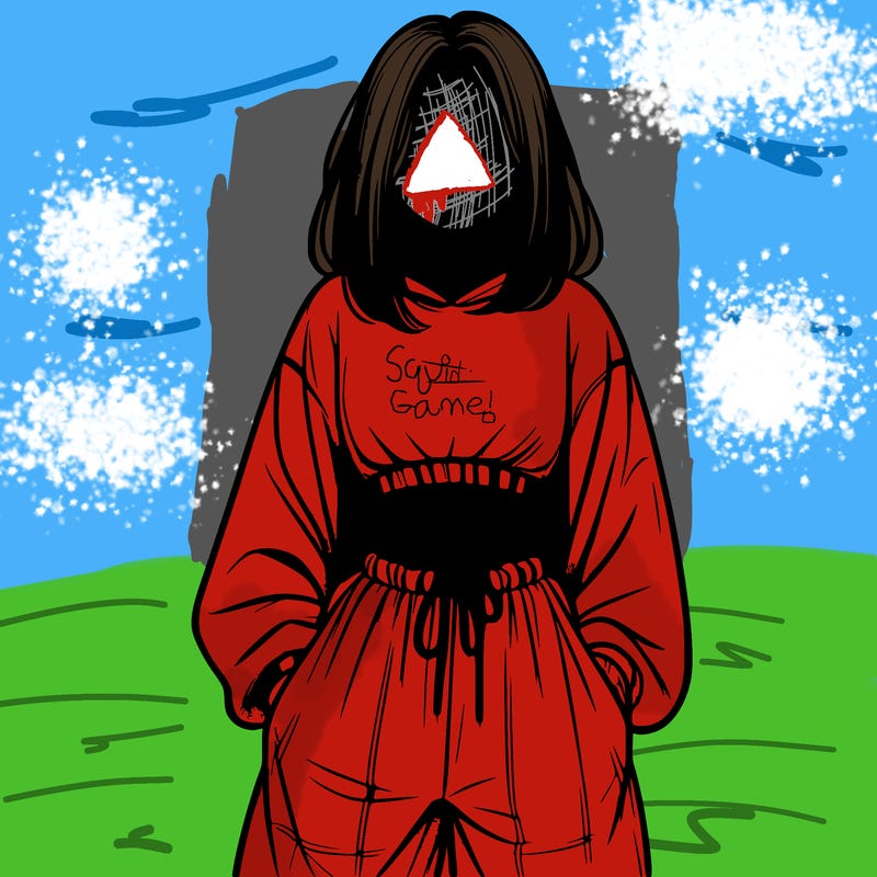 realistic girl faceless with baggy pants and a crop top