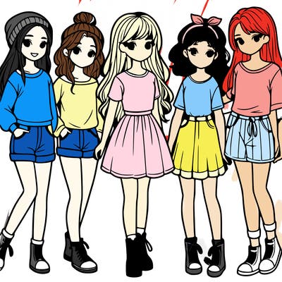 a group of five girls