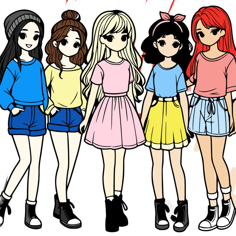 a group of five girls