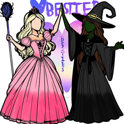 detailed realistic split of a princess and a witch