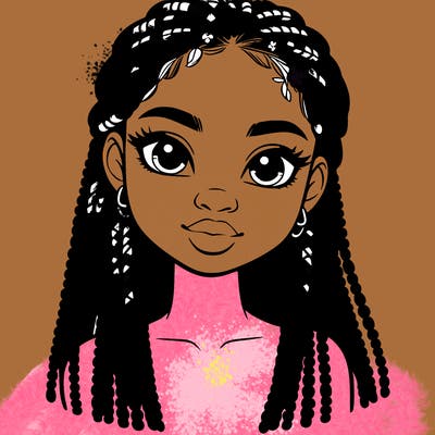 a realistic black girl with braids