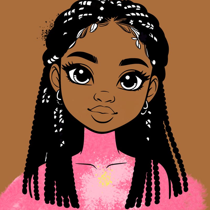a realistic black girl with braids