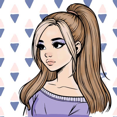 realistic girl with a high ponytail