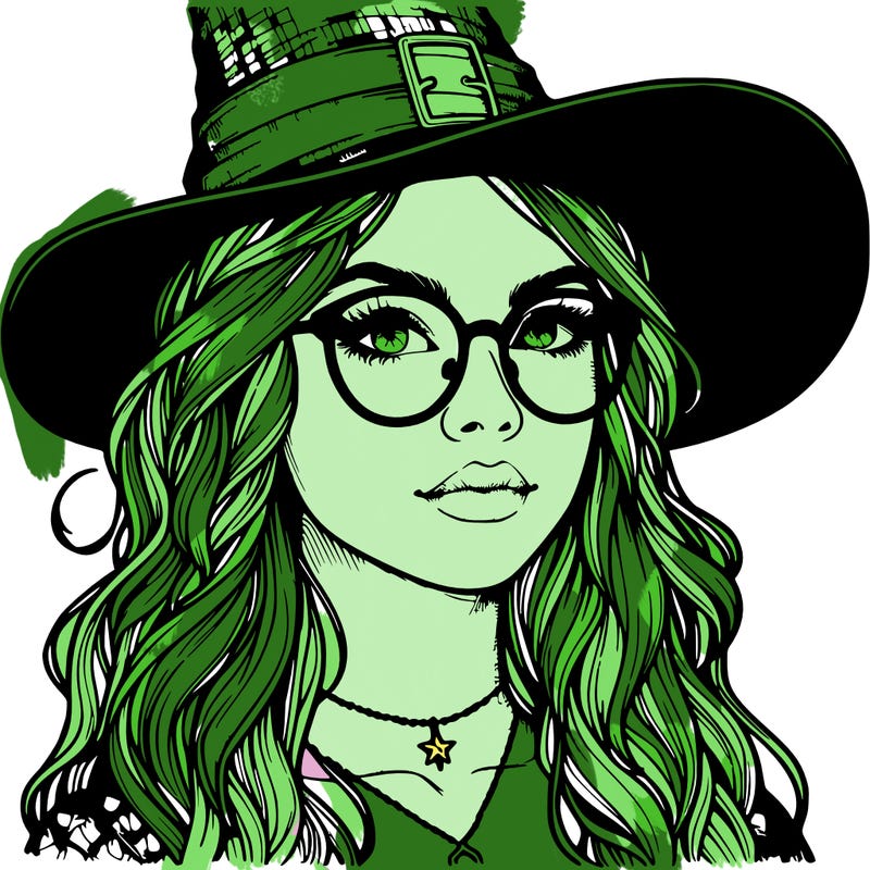 a witch with glasses realistic