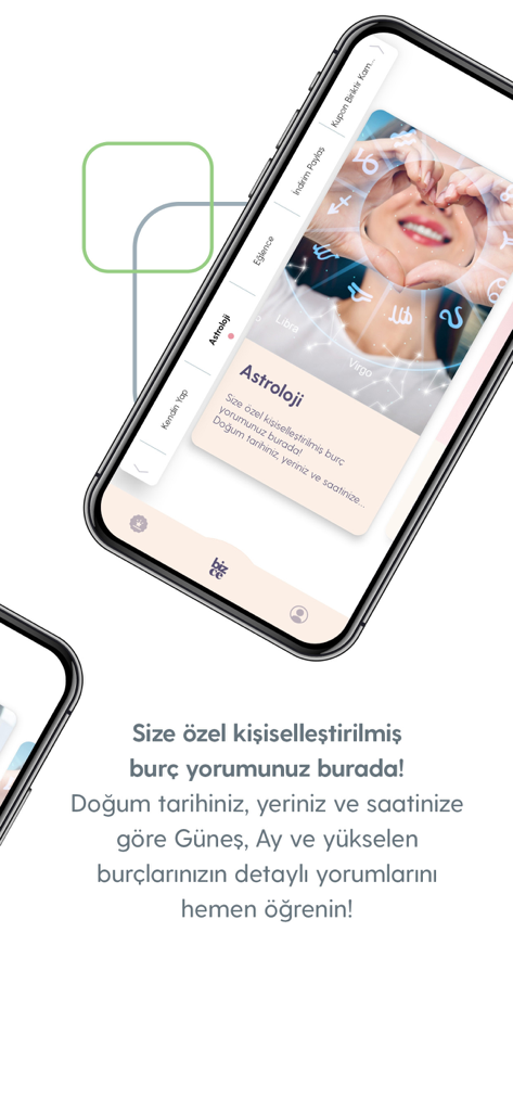 Turkcell Bizce Mobile App-Bildschirm zeigt die personalisierte Astrologie- und Horoskopfunktion für Frauen.