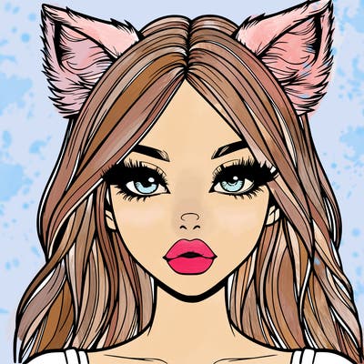 realistic girl with fox ears and realistic lips