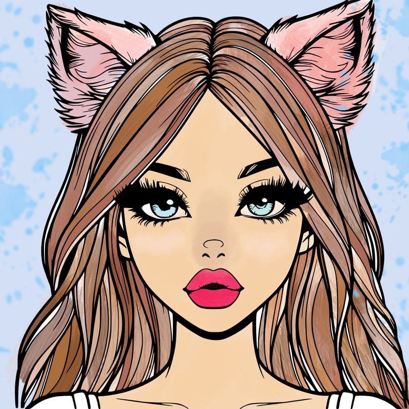 realistic girl with fox ears and realistic lips