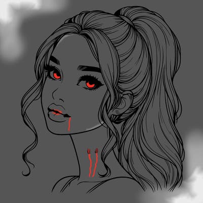 realistic girl with a ponytail on her hair and lips