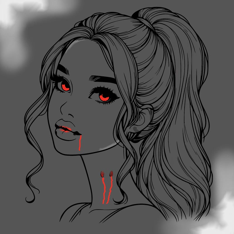 realistic girl with a ponytail on her hair and lips