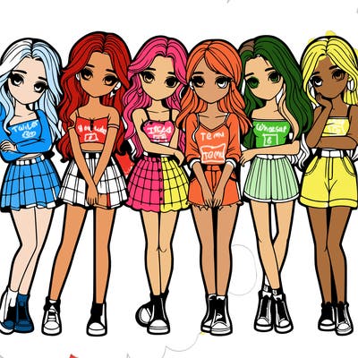 a group of girls realistic