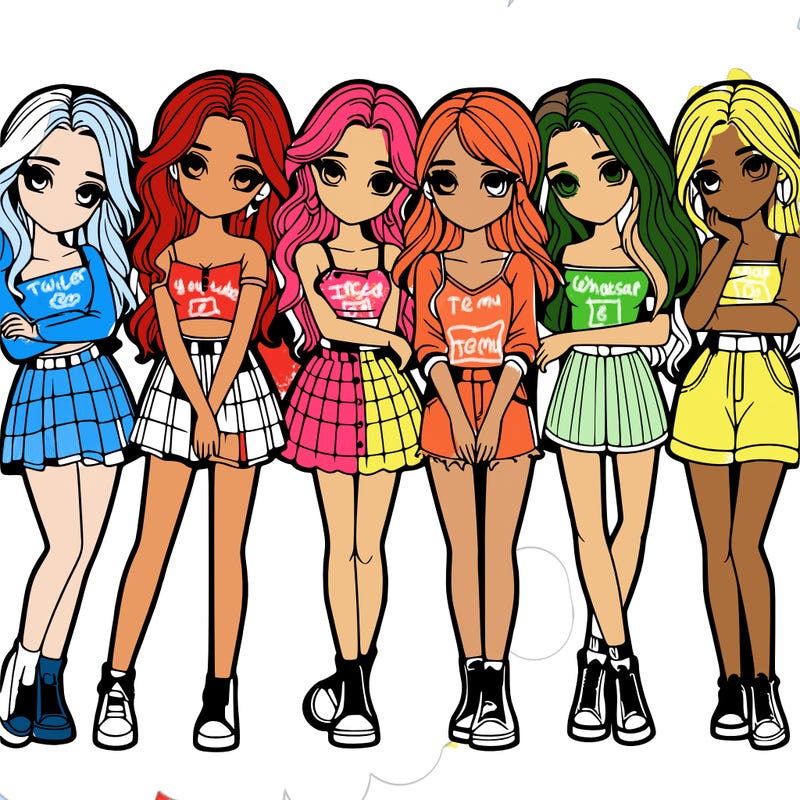 a group of girls realistic