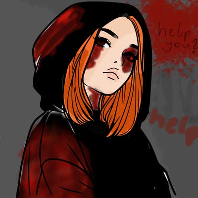 a realistic girl in a hoodie