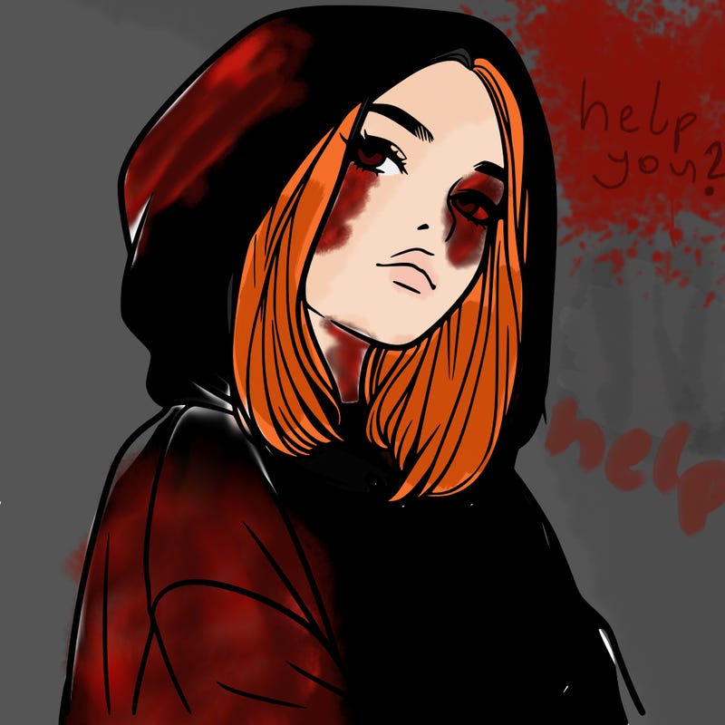 a realistic girl in a hoodie