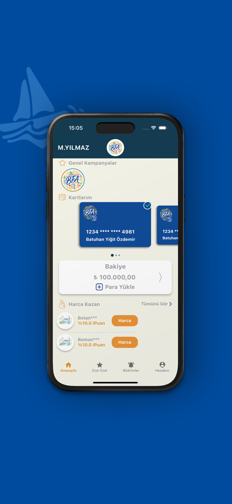 BFA Digital - BFA Digital mobile app dashboard showing a loyalty card balance and reward offers for international travelers.