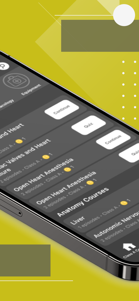 Core Anesthesia - List of anesthesia education courses and quizzes in the Core Anesthesia app.