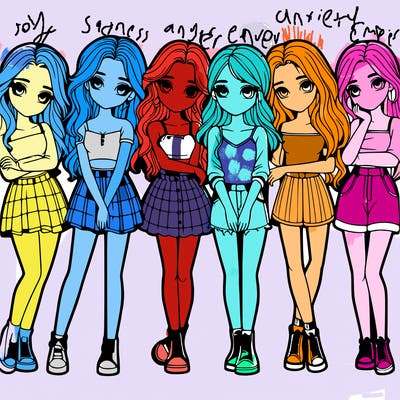 a group of girls realistic