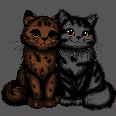 realistic cat couple