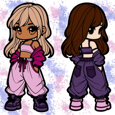 girl in crop top and baggy pants