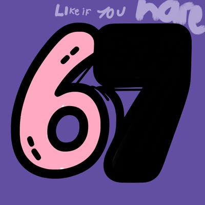 the numbers 67