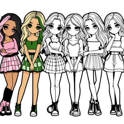 a group of girls realistic